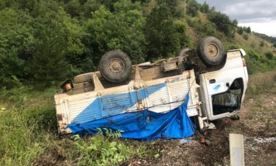 Karpuz Yüklü Kamyonet Devrildi 2 Yaralı