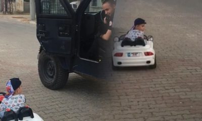 Akülü arabasıyla geçen çocuk ve polis arasındaki ehliyet diyaloğu güldürdü