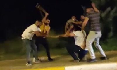 Yol verme kavgasında sopalar havada uçuştu