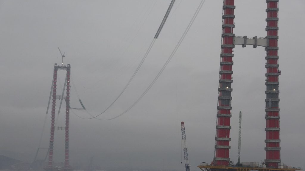 1915 Çanakkale Köprüsü’nde ‘kedi yolu’ yapım çalışmaları sürüyor