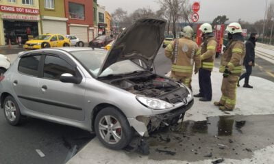 Otomobilin yoldan çıkma anı kamerada