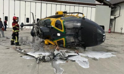 İtalya’da polis helikopteri havalanırken kaza yaptı