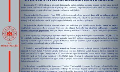 BURSA VALİLİĞİNDEN YENİ COVİD KARARLARI