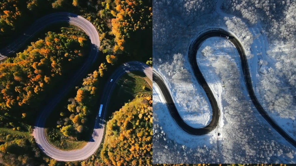 2 mevsi̇mi̇n geçi̇ş güzelli̇ği̇ havadan görüntülendi̇