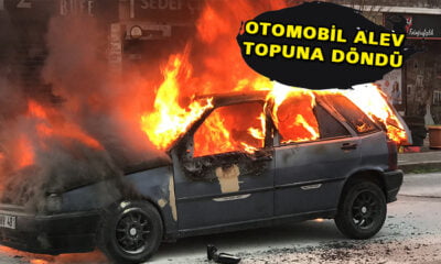 Seyir halindeki otomobil alev alev yandı