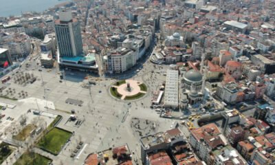 Turistlere kalan Taksim Meydanı havadan görüntülendi