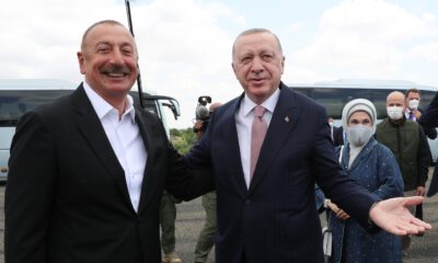 Cumhurbaşkanı Erdoğan, Fuzuli’de Aliyev tarafından karşılandı
