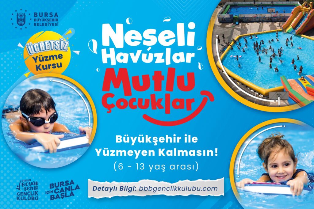 Bursa’da yüzme havuzu çocukların ayağına geliyor