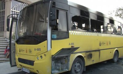Özel halk otobüsü alevler içinde kaldı