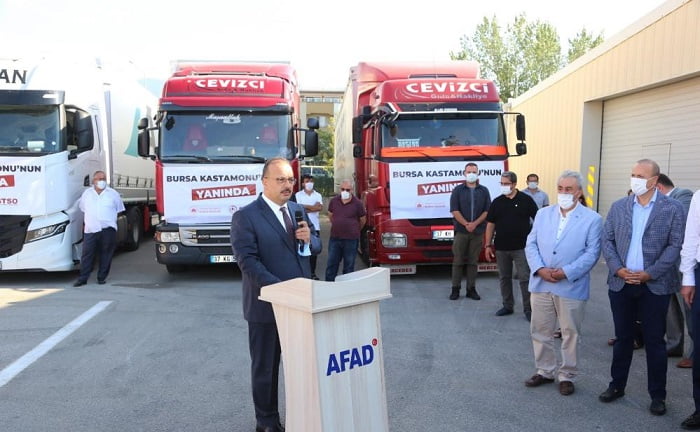 Bursa’dan afetzedelere yardım