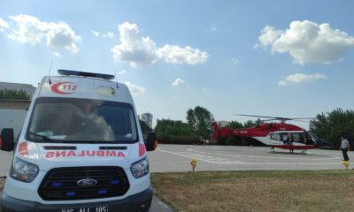 Helikopter ambulans ile hastaneye yetişti
