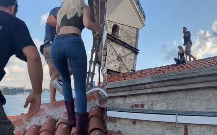 Aleyna Tilki, Kız Kulesi’nin çatısına çıktı