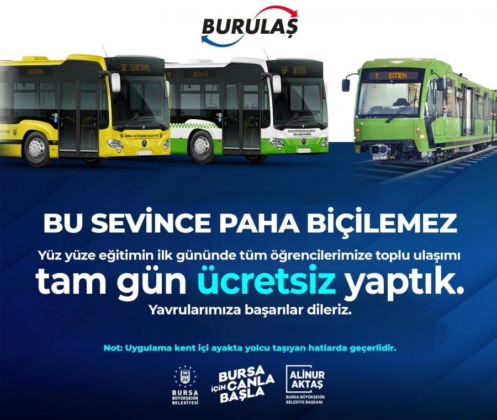 Bursa’da yarın ulaşım ücretsiz