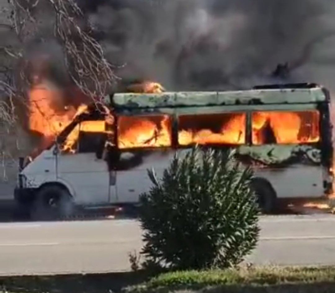 Park halindeki minibüs alevlere teslim oldu
