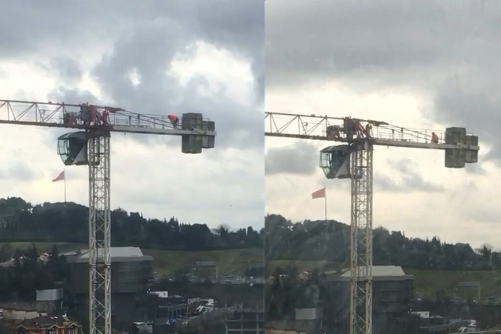 Vinç operatörü gökyüzünde namaz kıldı