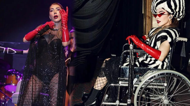 Parmağını kıran Hande Yener, sahneye bastonla çıktı