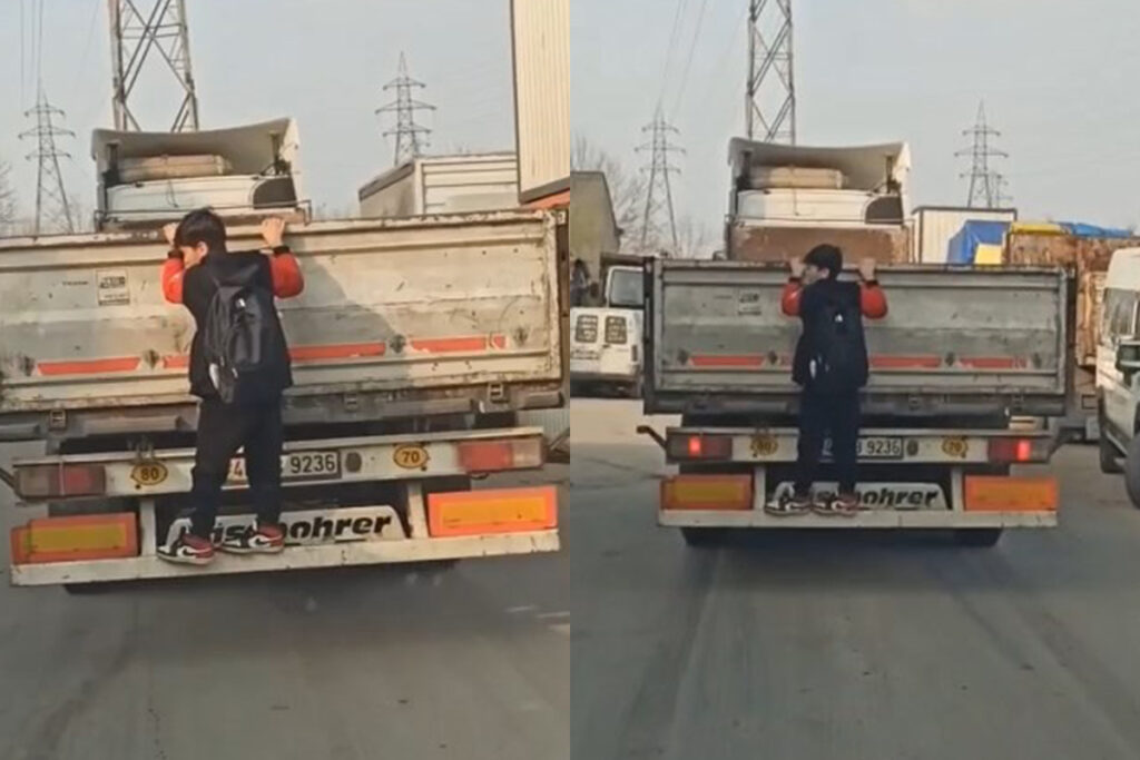 Bursa’da okula giden tehlikeli yolculuk kamerada