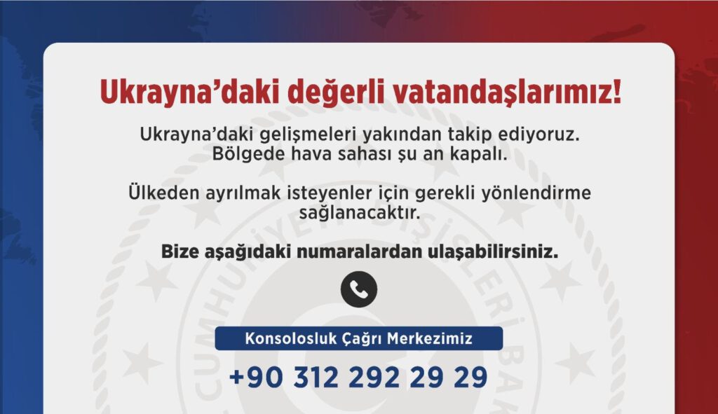 Dışişleri Bakanlığı’ndan Ukrayna’daki Türkler için çağrı