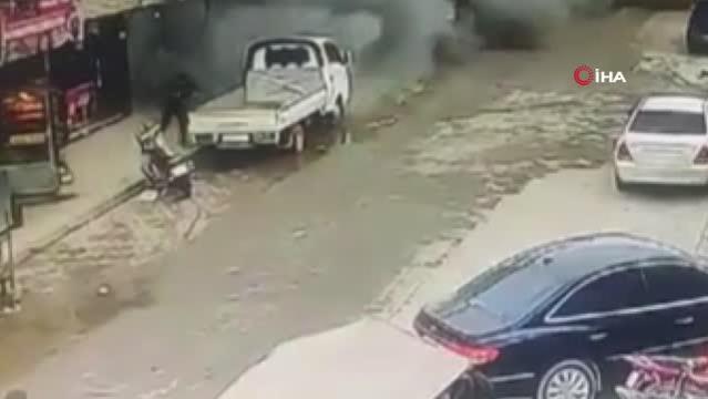 Terör örgütü PKK/YPG’den Azez’e roketli saldırı! İşte o anlar