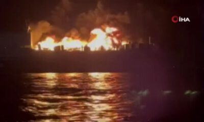 Yunanistan’da yolcu gemisinde yangın! O anlar kamerada