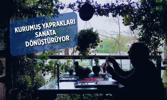 Kurumuş yaprakları sanat eserine dönüştürüyor