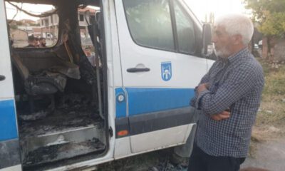Haymana’da yanan midibüsü vatandaşlar söndürdü