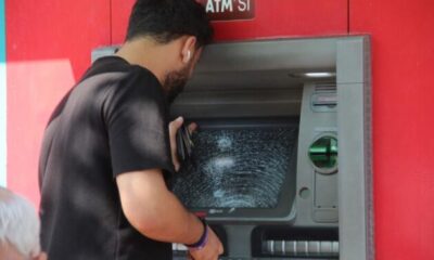 Para çekmeye gelenler ATM’lerin parçalanmış camlarıyla karşılaştı