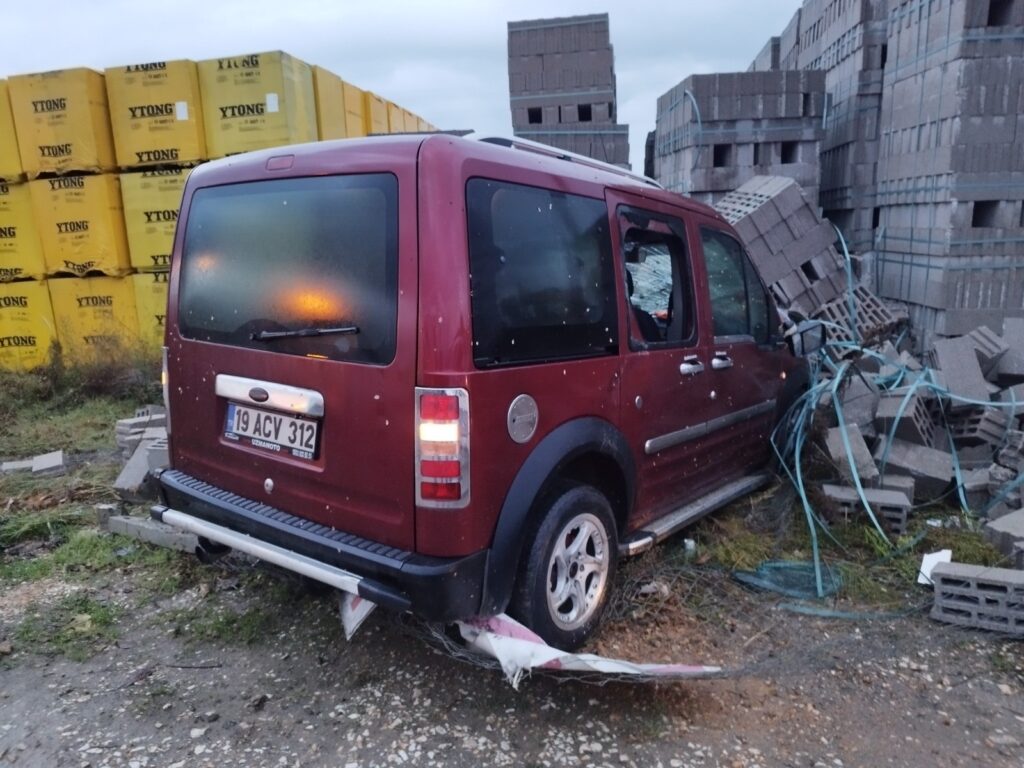 Kontrolden çıkıp briketlere çarptı