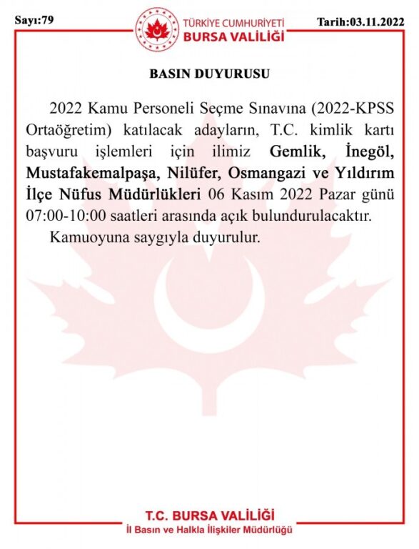 KPSS adayları dikkat…Bursa Valiliği duyurdu