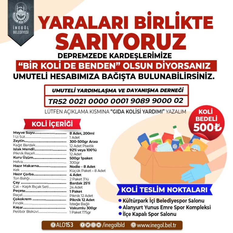 Umuteli’nden deprem bölgesi için gıda kolisi kampanyası