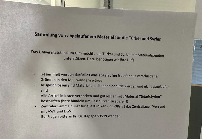 Almanya’da bir hastaneden tepki çeken duyuru: “Tarihi geçmiş ürünleri depremzedelere gönderin”