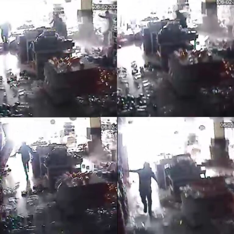 Deprem anına ait yeni görüntü: Raflar ürünler devrildi, insanlar panikle kaçtı