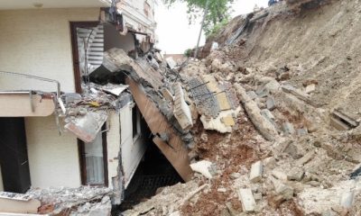 Gemlik’teki heyelanın boyutu havadan görüntülendi