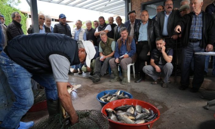 Tarihi Gölyazı’da 100 yıllık balık mezadı