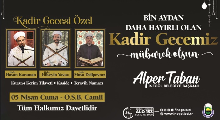 Başkan Taban’dan Kadir Gecesi Mesajı