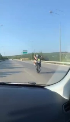 Otobanda tek teker ölüme yolculuk kamerada