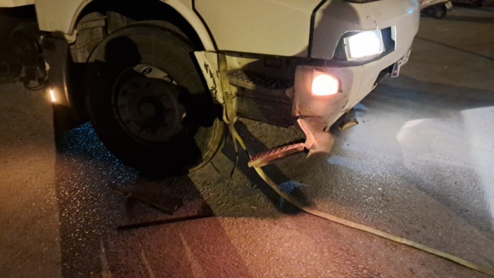 Kamyonun çarptığı 350 kiloluk domuz telef oldu