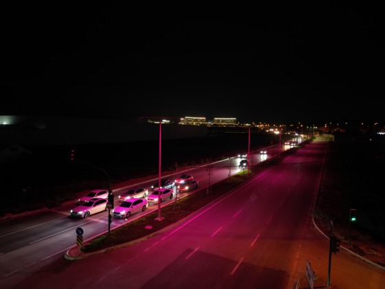 Sokak lambaları, farkındalık için pembe yandı