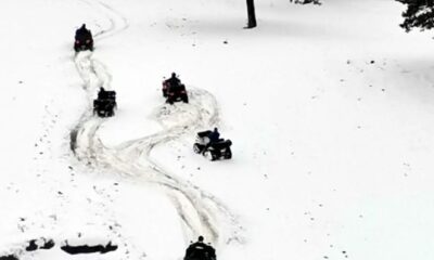Bursa’da ATV tutkunlarının karda macera dolu mücadelesi