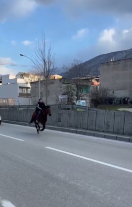 Bursa’da trafiğe atla çıktı!