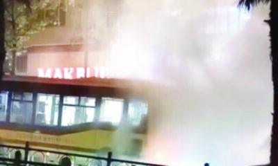Otobüs arıza yaptı, çevreyi duman sardı
