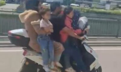Motosiklete 5 kişi bindiler!