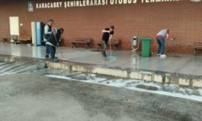 Karacabey otobüs terminalinde kapsamlı temizlik çalışması
