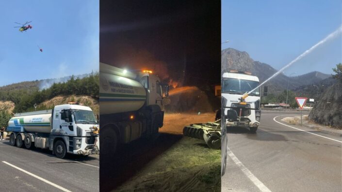 İnegöl Belediyesi’nden yangın bölgesindeki söndürme çalışmalarına destek