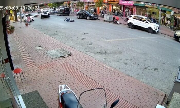 Cipe çarpan motosikletli metrelerce havaya savruldu