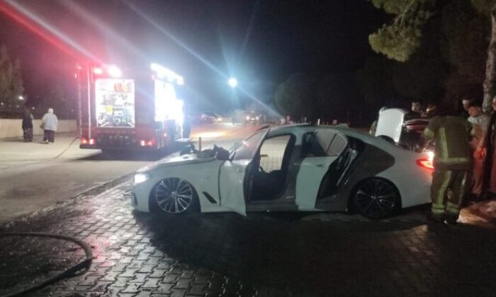 Hastane otoparkında yangın paniği!