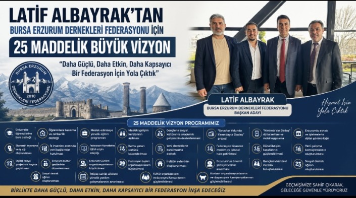 Latif Albayrak’tan Bursa Erzurum Dernekleri Federasyonu İçin 25 Maddelik Büyük Vizyon